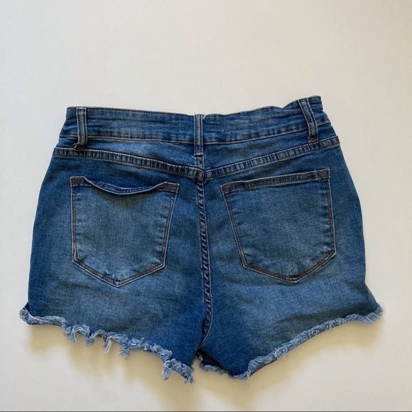 KanCan High Waist Distressed Jean Shorts - Picture 2 of 4